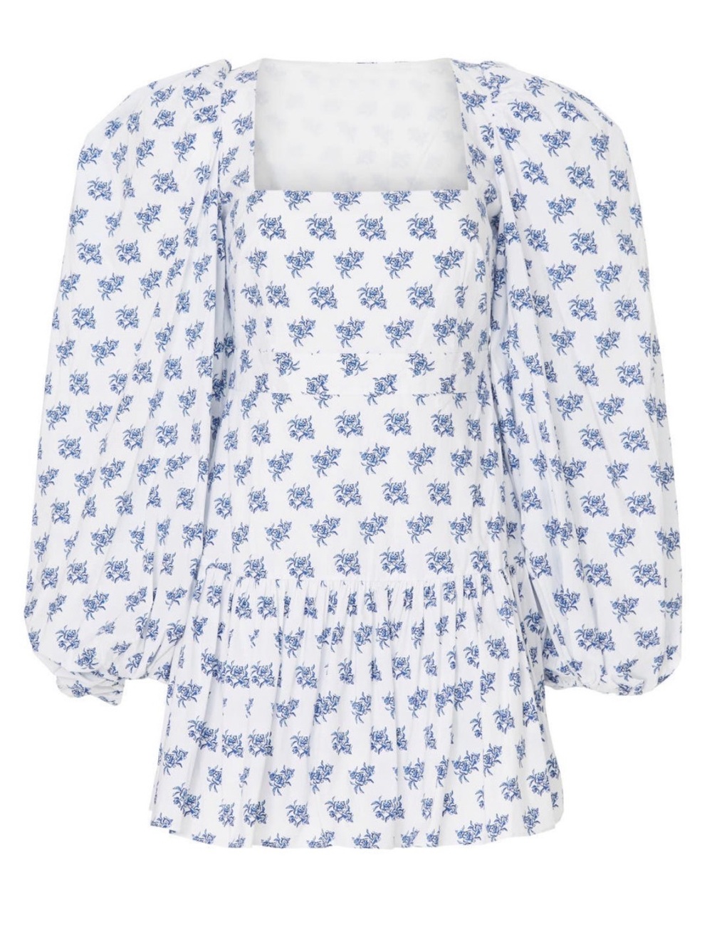 Caroline Constas White Mini Dress with Blue Floral Print - Picture 1 of 1